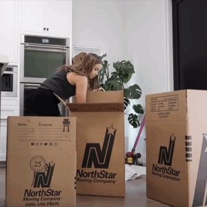 packing up a kitchen with NorthStar Moving boxes